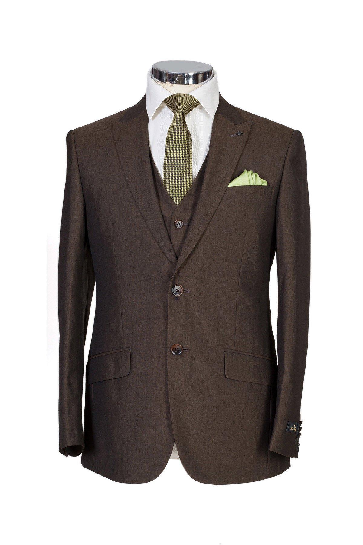 Brown Colored Checks Finish Business Suit