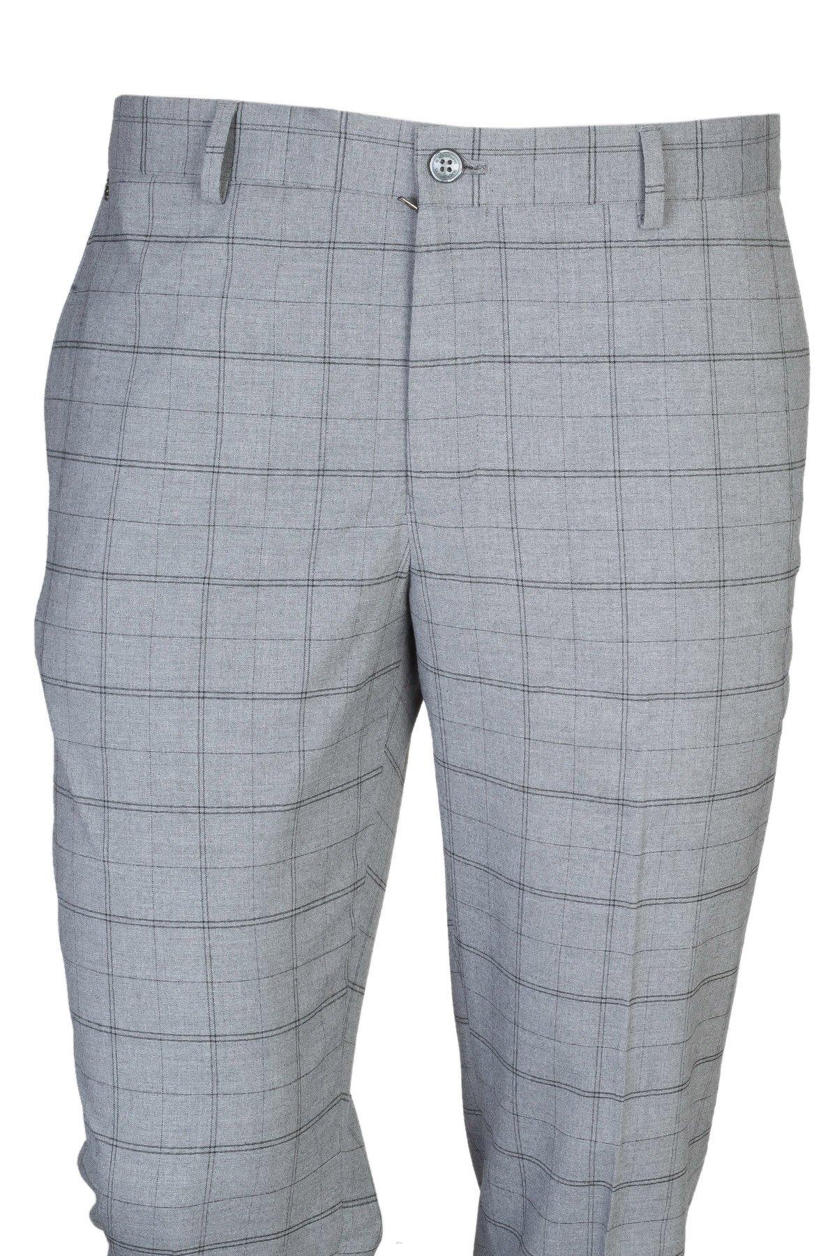 Grey Colored Checks Finish Smart Casual Trousers