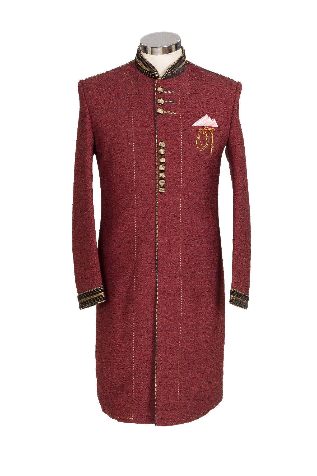 Wine-Maroon Colored Textured Finish Ethnic Wear