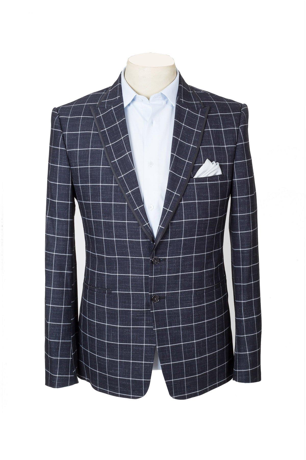 Black Colored Checks Finish Smart Casual Jacket