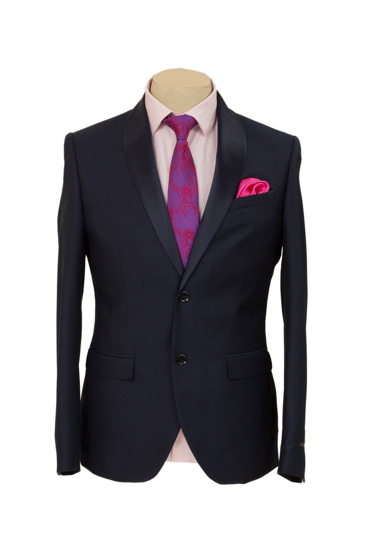Blue Colored Textured Finish Ceremony Suit