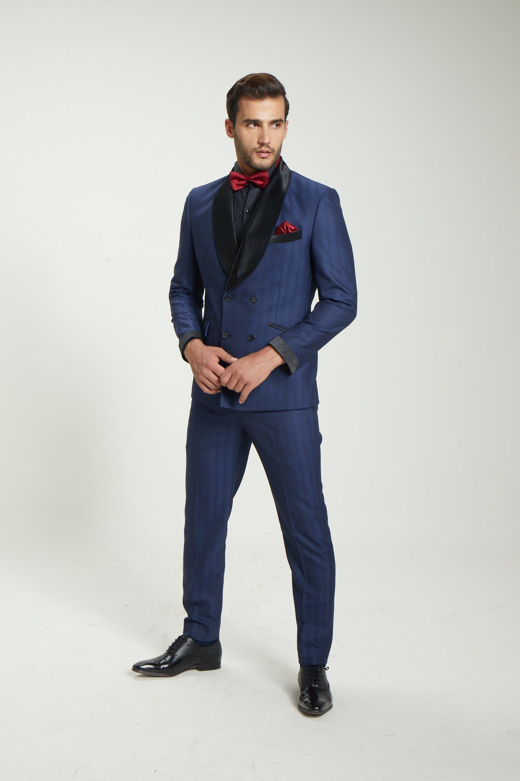 Blue Colored Textured Finish Tuxedo
