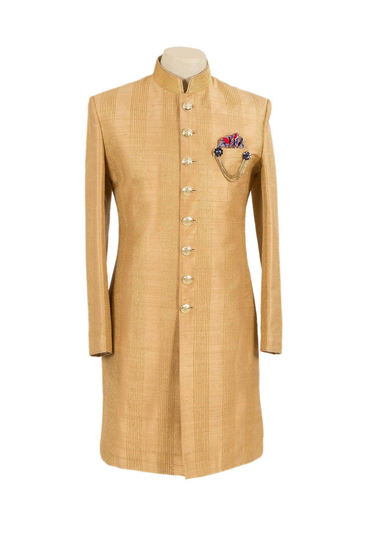 Golden Colored Embroidery Finish Ethnic Wear