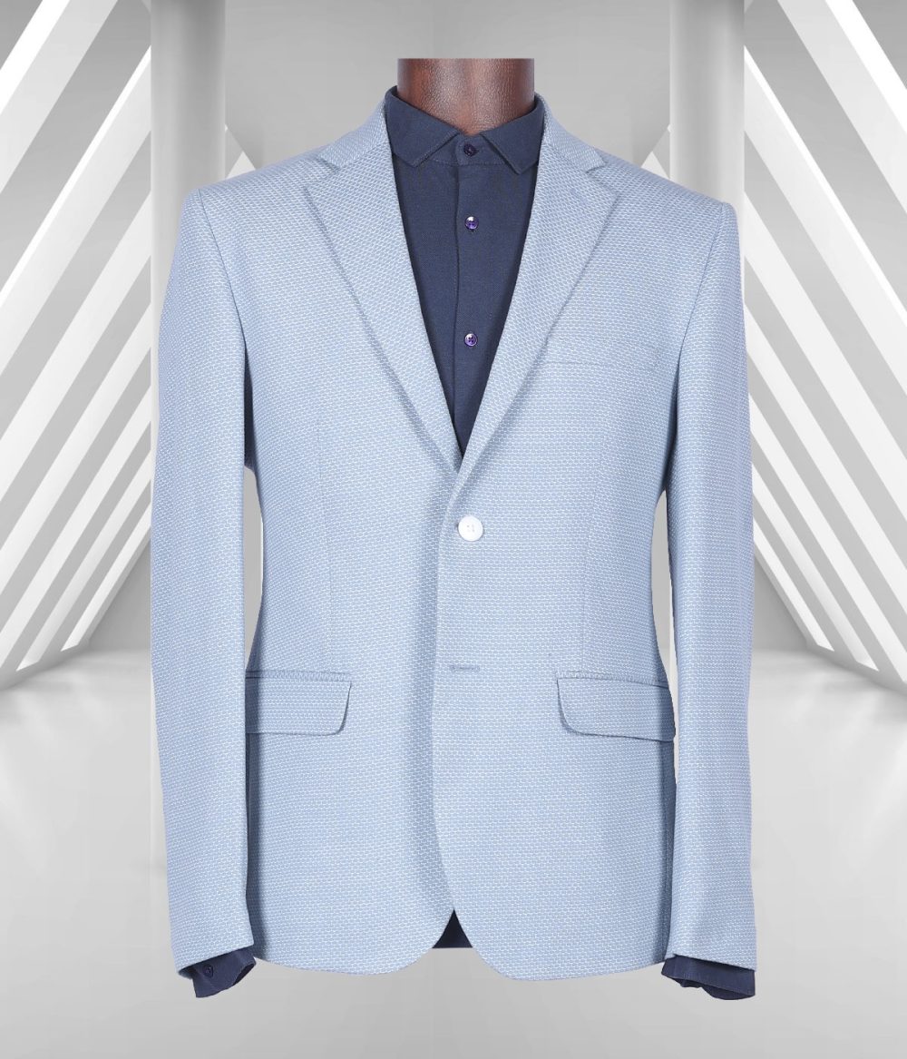 Sky Blue Colored Slim Fit Men's Casual Blazer