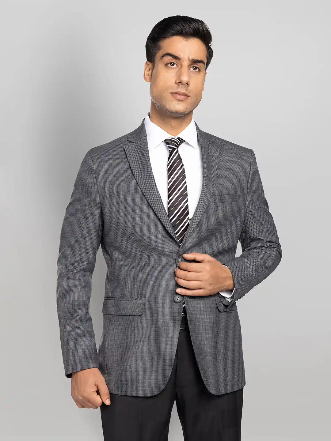 Men's Grey Textured Jacket