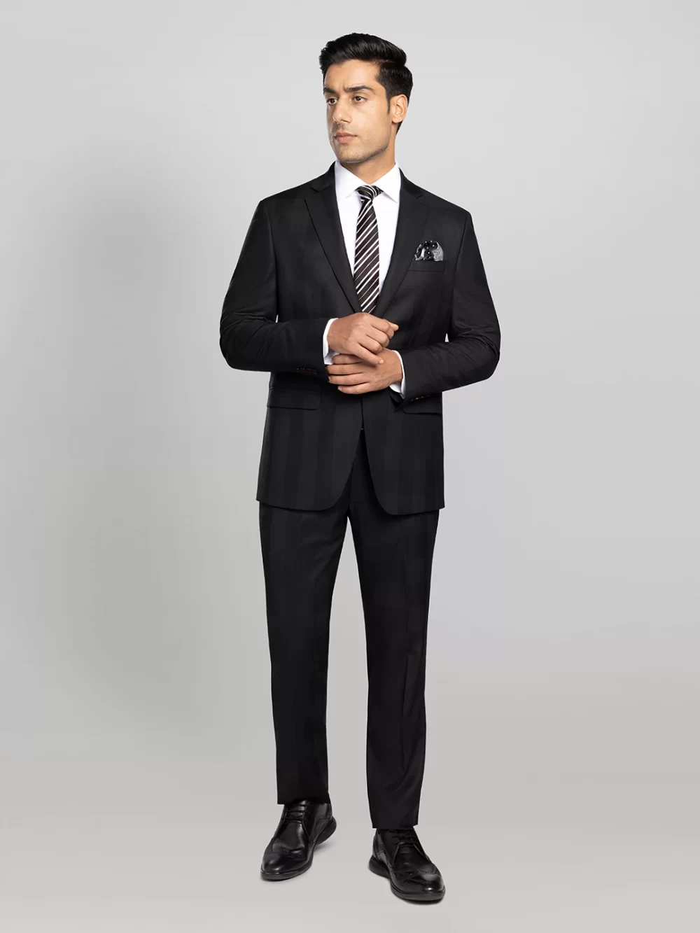 Men's 2 piece Checkered Business Suit - Black