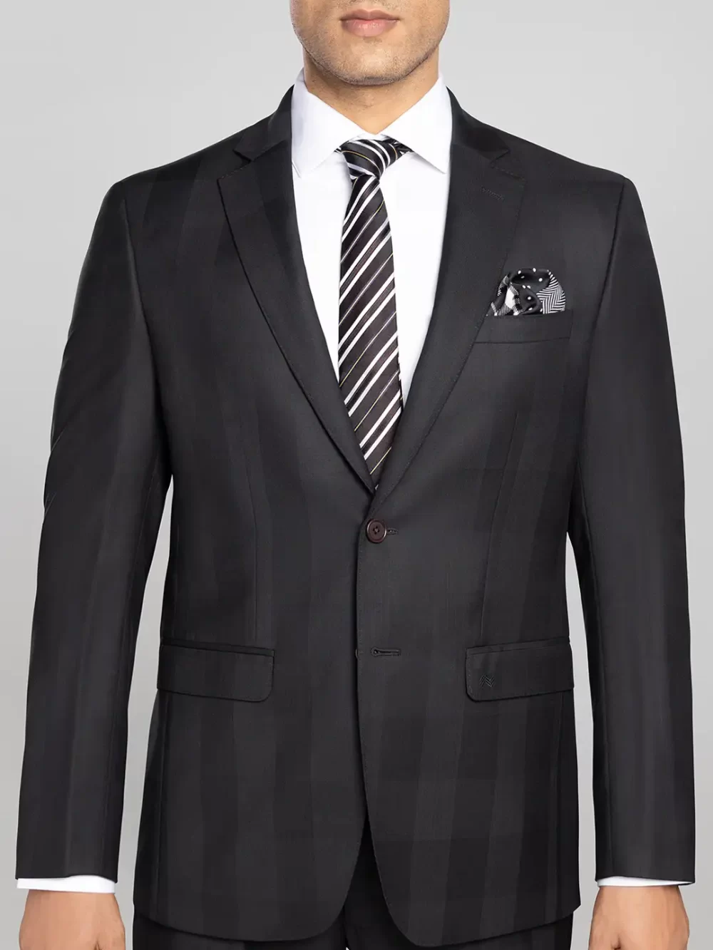 Men's 2 piece Checkered Business Suit - Black