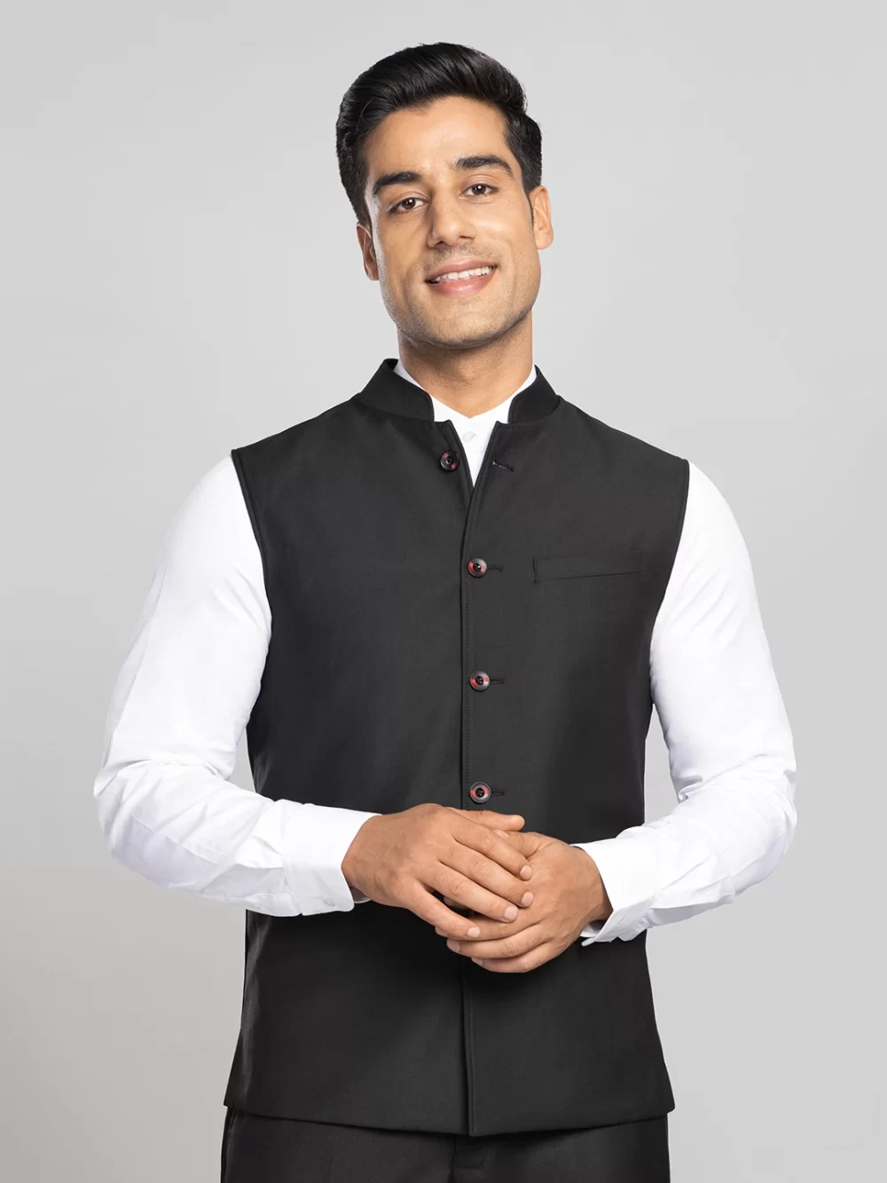 Mens Textured Bundi Reversible - Maroon