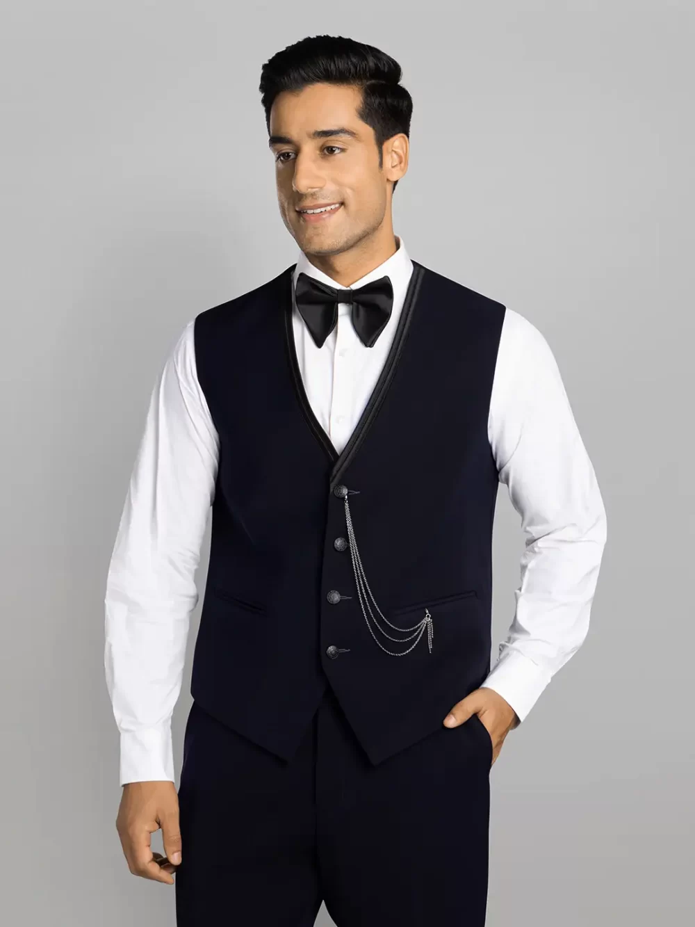 5 piece Textured Tuxedo Suit - Blue