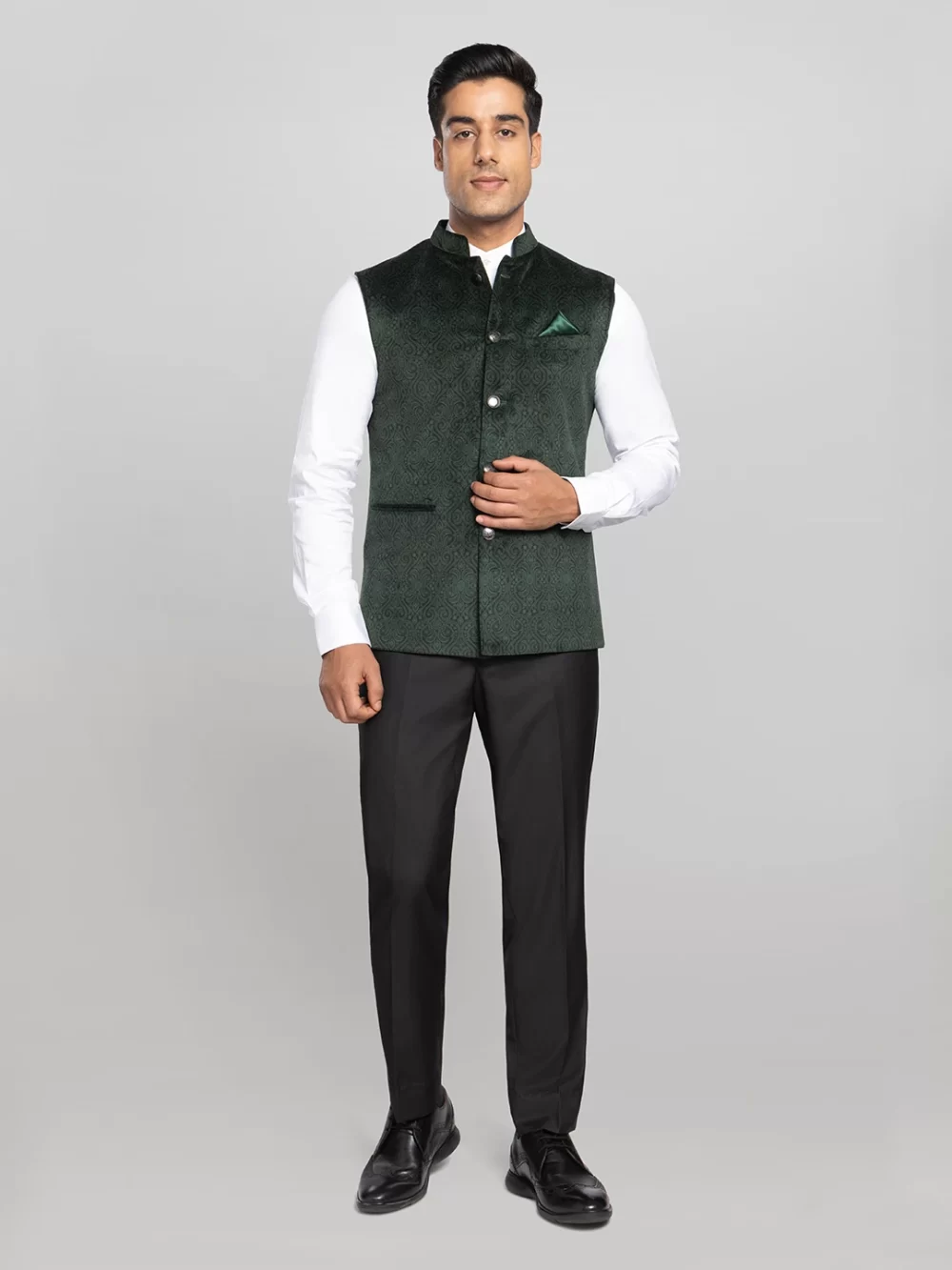 Men's Textured Bundi Jacket - Seaweed Green