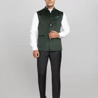 Men's Textured Bundi Jacket - Seaweed Green