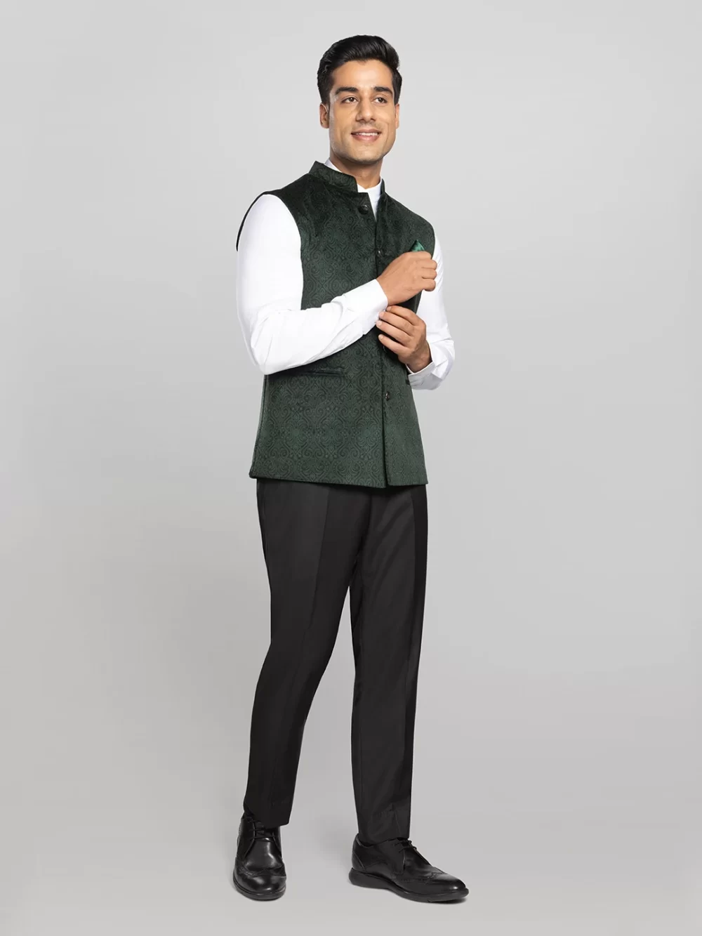 Men's Textured Bundi Jacket - Seaweed Green