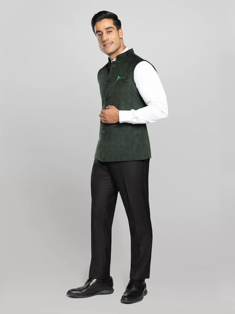 Men's Textured Bundi Jacket - Seaweed Green