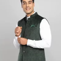 Men's Textured Bundi Jacket - Seaweed Green