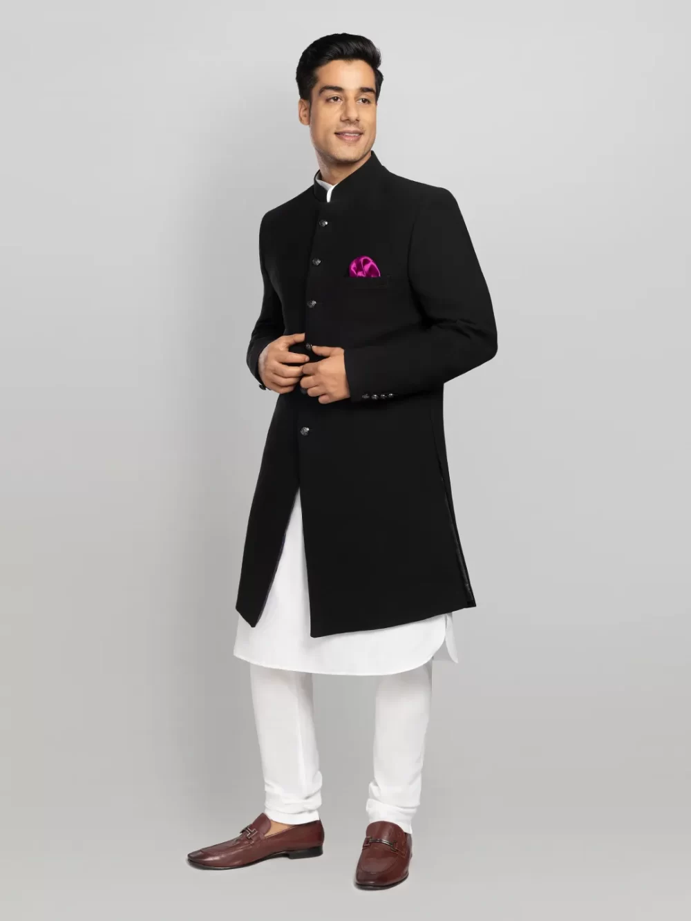 Men's Achkan - Black