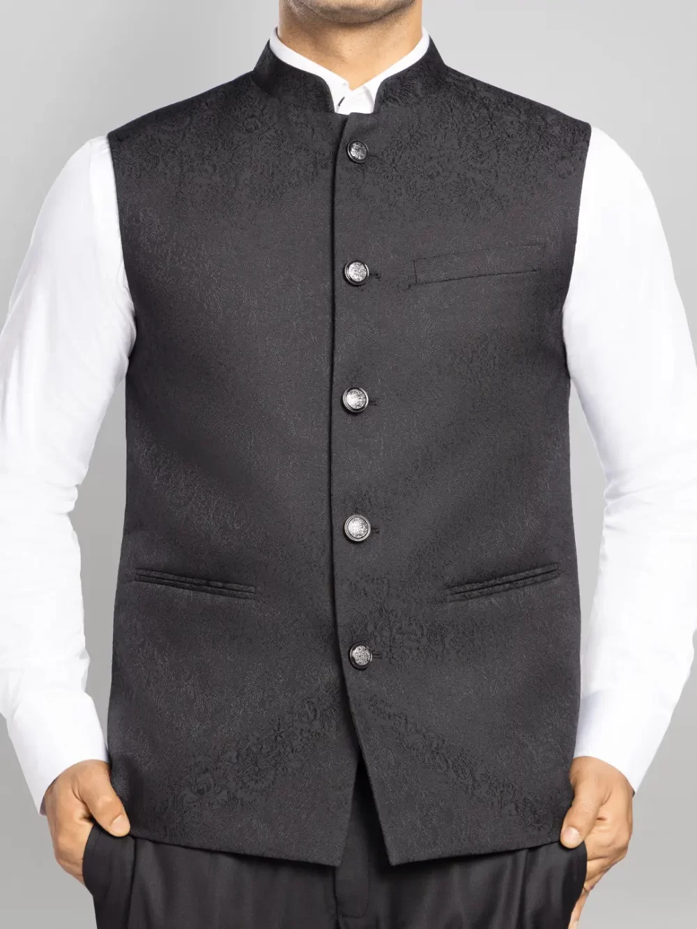 Mens Textured Bundi - Black