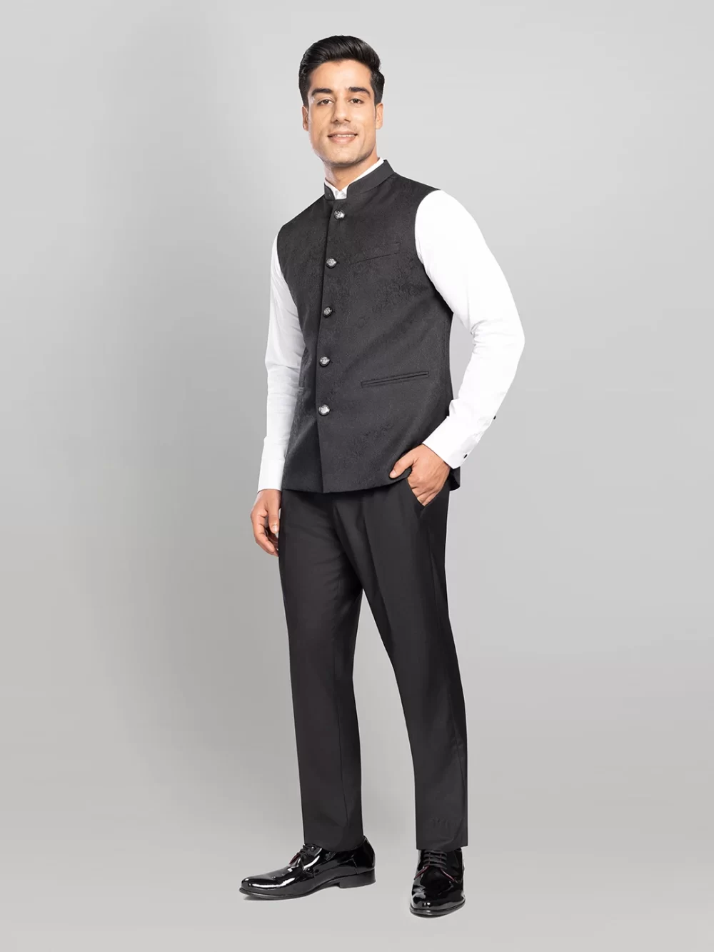 Mens Textured Bundi - Black