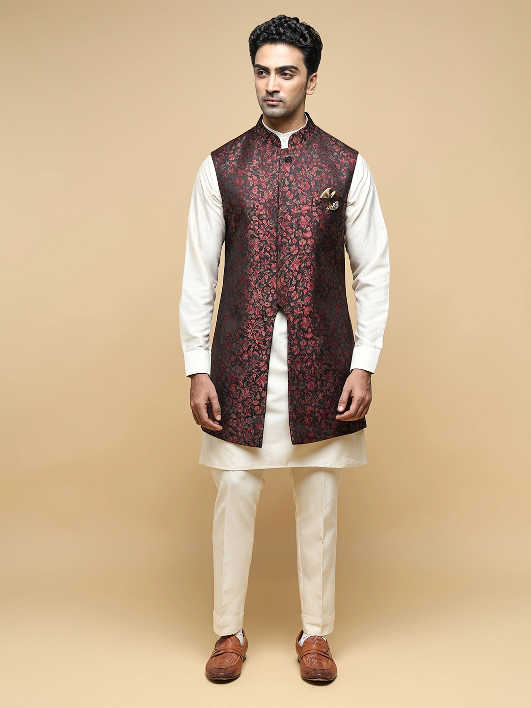 Men’s Kurta Trouser & Long Waistcoat Set
