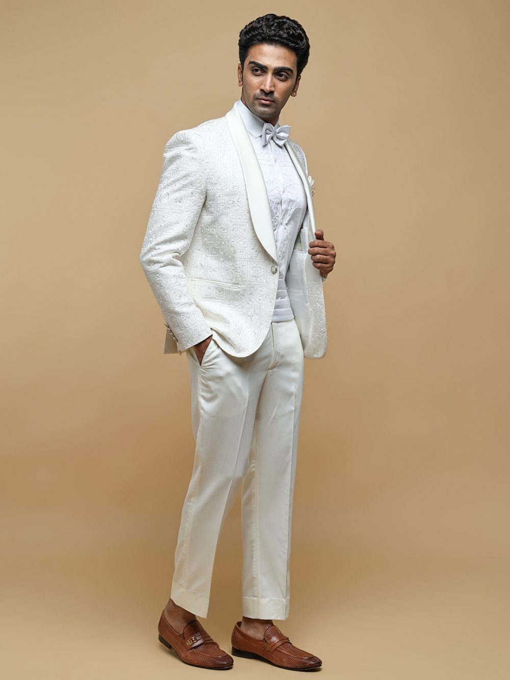 5 Piece Tuxedo Off White Suit